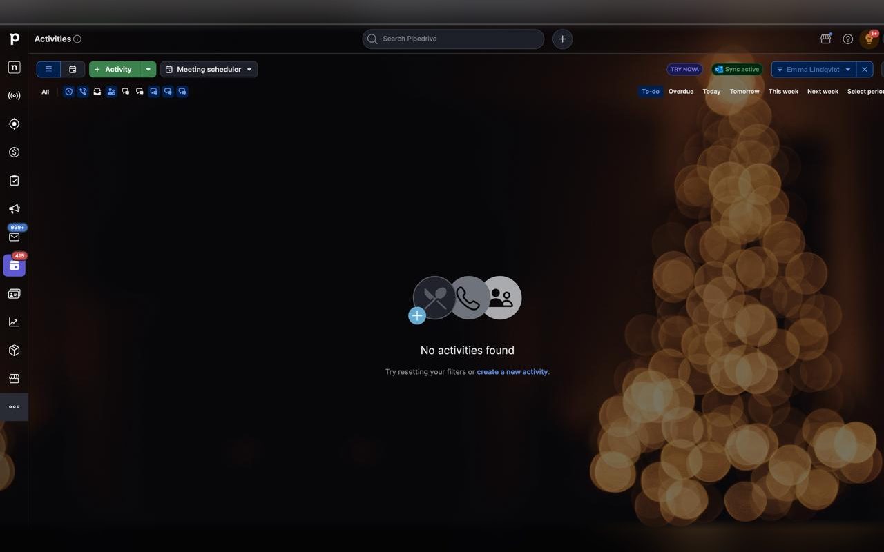 Pipedrive with the Xmas Tree theme